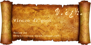 Vincze Ágost névjegykártya